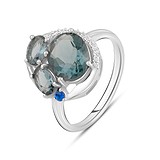 Женское серебряное кольцо с куб. циркониями и топазами, 1771623