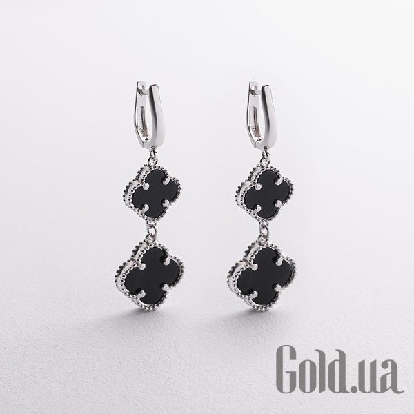 

Серьги с подвесками Украина, Серебряные серьги с ониксами