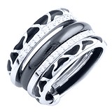 Женское серебряное кольцо с керамикой и куб. циркониями