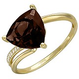 Женское золотое кольцо с куб. циркониями и раухтопазом, 1618280