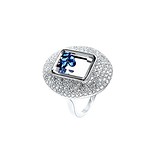 Женское серебряное кольцо с куб. циркониями и ювелирным стеклом, 1646184