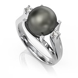 Женское золотое кольцо с культив. жемчугом и бриллиантами, 1681000
