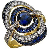Женское золотое кольцо с бриллиантами и сапфирами, 1685864