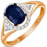 Женское золотое кольцо с бриллиантами и сапфиром, 1703528