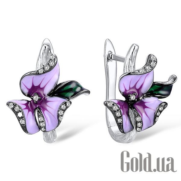 

Серьги Lurie Jewelry, Серебряные серьги с куб.циркониями и эмалью