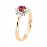 Женское золотое кольцо с рубином и бриллиантами, 1727080