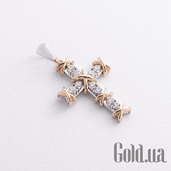 

Кулон-крестик Украина, Золотой кулон с куб. циркониями