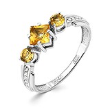 Женское золотое кольцо с цитринами и бриллиантами, 1546601