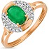Женское золотое кольцо с бриллиантами и синт. изумрудом - фото 1