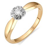 Золотое кольцо с бриллиантом, 1555049