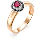 Женское золотое кольцо с бриллиантами и рубином, 1603689