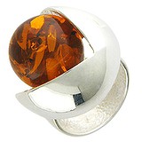 Женское серебряное кольцо с янтарем, 1620585
