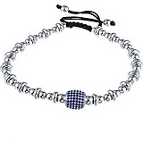 Женский серебряный браслет с куб. циркониями и шнурком, 1626985
