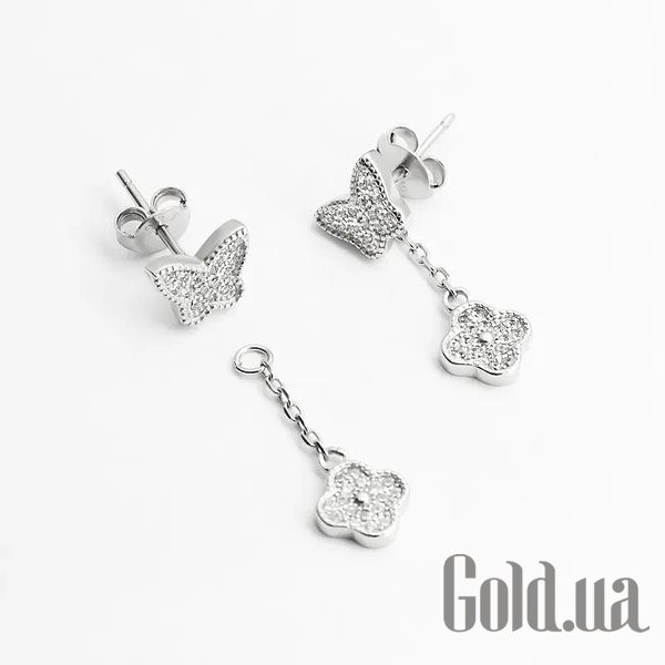 

Серьги с подвесками Silvex925, Серебряные серьги с куб. циркониями