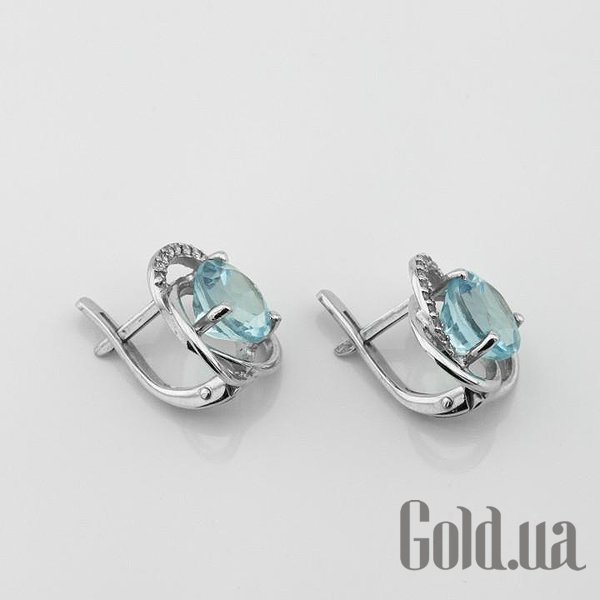 Золотые серьги с куб. циркониями и топазами DIA12916top – изображение 2