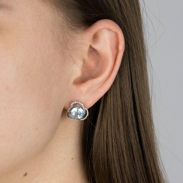 Золотые серьги с куб. циркониями и топазами DIA12916top – изображение 3