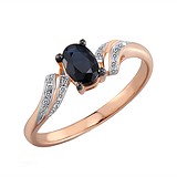 Женское золотое кольцо с бриллиантами и сапфиром, 533353