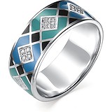Женское серебряное кольцо с куб. циркониями и эмалью, 1645674