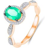 Женское золотое кольцо с бриллиантами и изумрудом, 1652842