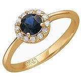 Женское золотое кольцо с бриллиантами и сапфиром, 1691754