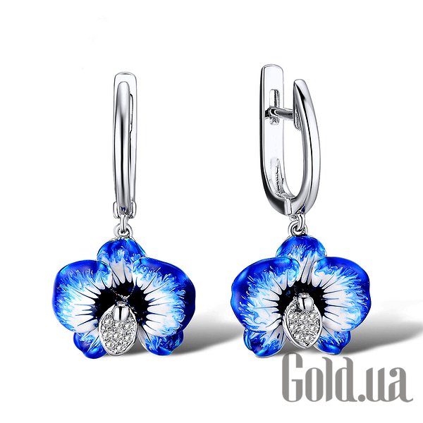 

Серьги с подвесками Lurie Jewelry, Серебряные серьги с куб.циркониями и эмалью