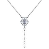 Серебряное колье с пресн. жемчугом, кристаллом Swarovski и куб. циркониями, 1541227
