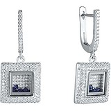 Серебряные серьги с куб. циркониями и ювелирным стеклом, 1613419