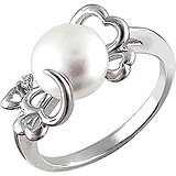Женское серебряное кольцо с культив. жемчугом и куб. цирконием, 1614699