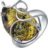 Женское серебряное кольцо с янтарем, 1615467