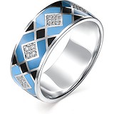 Женское серебряное кольцо с куб. циркониями и эмалью, 1645675