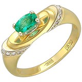 Женское золотое кольцо с бриллиантами и изумрудом, 1666155