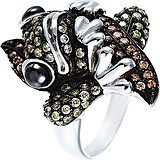 Женское серебряное кольцо с куб. циркониями и ониксами, 1670251