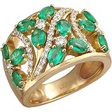 Женское золотое кольцо с бриллиантами и изумрудами, 1685867