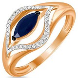 Женское золотое кольцо с бриллиантами и сапфиром, 1703531