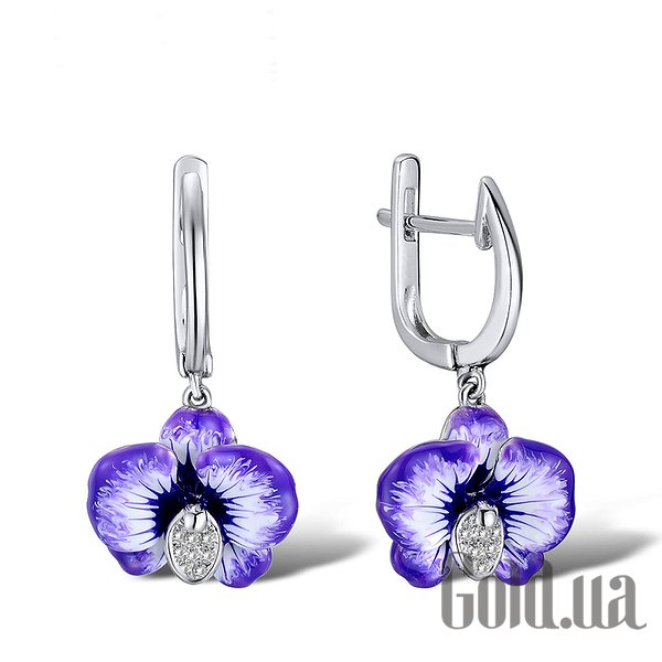 

Серьги с подвесками Lurie Jewelry, Серебряные серьги с куб.циркониями и эмалью