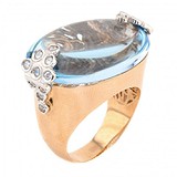 Женское золотое кольцо с топазом и куб. циркониями, 1732459