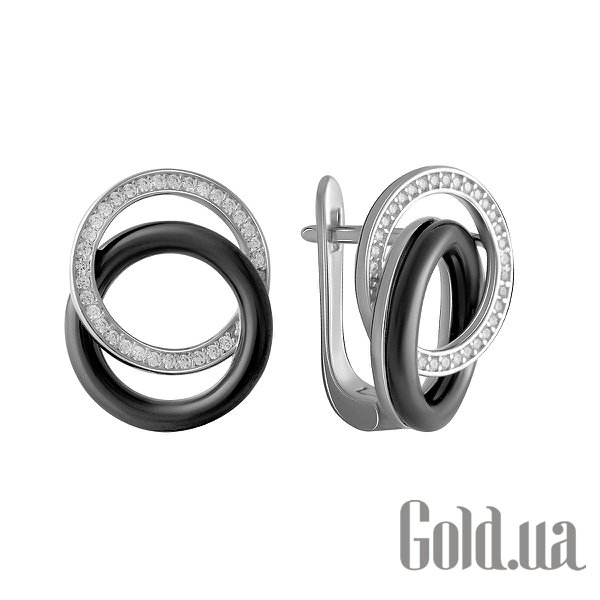 

Серьги Fresh Jewelry, Серебряные серьги с куб. циркониями и керамикой