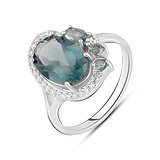 Женское серебряное кольцо с куб. циркониями и топазами, 1771627