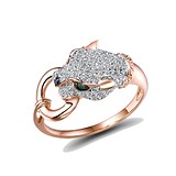Женское золотое кольцо с бриллиантами и изумрудами