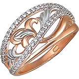 SOKOLOV Женское серебряное кольцо с куб. циркониями в позолоте, 1612908