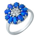 Женское серебряное кольцо с опалами и куб. циркониями