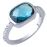 Женское серебряное кольцо с топазом и куб. циркониями, 1631852