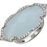 Женское серебряное кольцо с агатом и куб. циркониями, 1638508