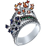 Женское серебряное кольцо с куб. циркониями и ювелирным стеклом, 1649260