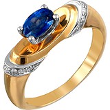 Женское золотое кольцо с бриллиантами и сапфиром, 1666156