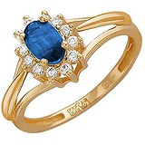 Женское золотое кольцо с бриллиантами и сапфиром, 1666668