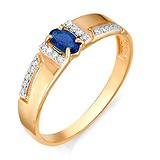 Женское золотое кольцо с сапфиром и бриллиантами, 1711468