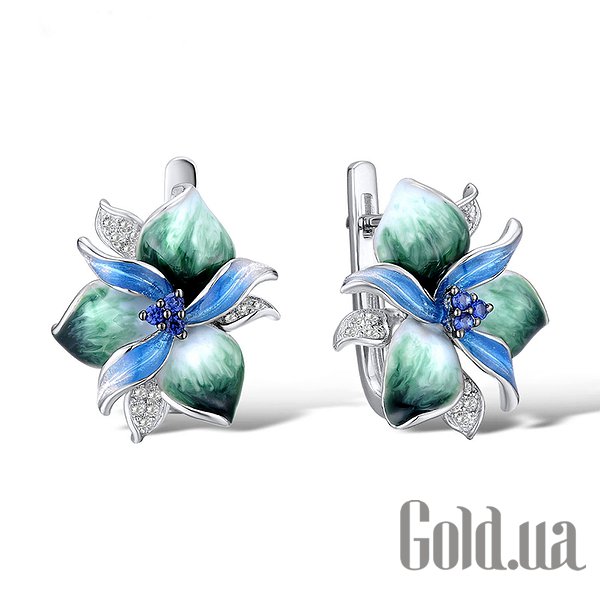 

Серьги Lurie Jewelry, Серебряные серьги с куб.циркониями и эмалью