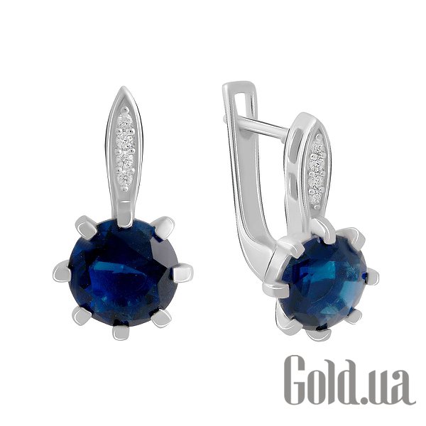 

Серьги Fresh Jewelry, Серебряные серьги с куб. циркониями и синт. сапфирами