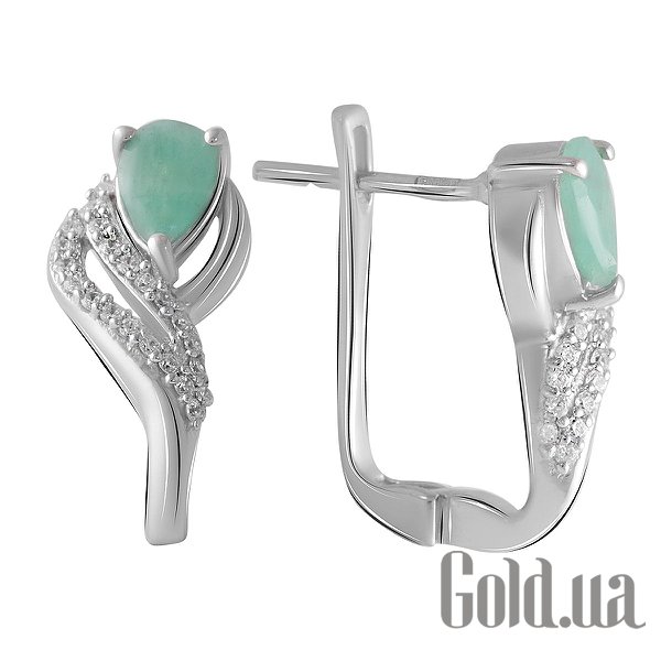 

Серьги Fresh Jewelry, Серебряные серьги с куб. циркониями и изумрудами